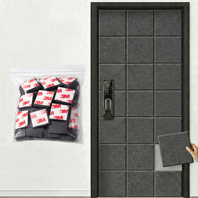카로히포 자석 접착 겸용 쉽게 붙이는 현관문 흡음재, 12개, 다크그레이