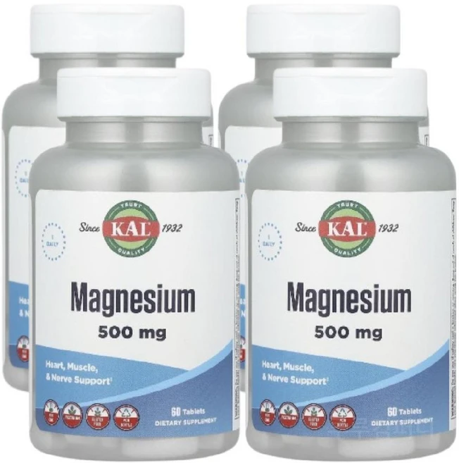 KAL 고함량 산화 마그네슘 500mg 60정 구연산 글루타민 아르기닌 4개 - 쿠팡