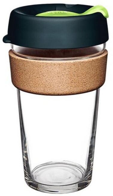 KeepCup 브루 코르크 - 재사용 가능한 커피 컵 강화 유리 및 천연 코르크 L 16온스/454ml - 데이브레이크, 2-16온스