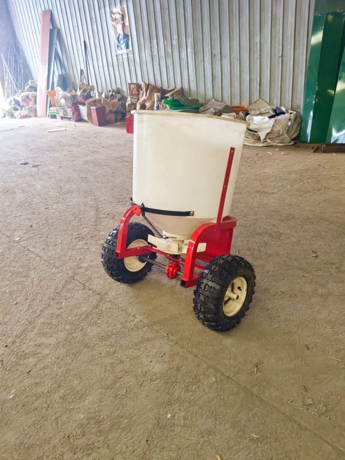 트랙터 살포기 후부 농업용 비료 파종기 살포통 장착, 90kg 공기 주입식 고무 바퀴 비료 살포기