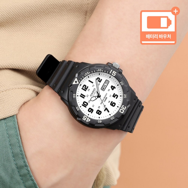 카시오 100미터 방수 회전 베젤 남아 초등학생 아동시계 + 배터리 바우처
