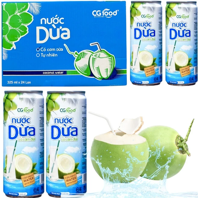 베트남 CG코코넛 워터/베트남 코코넛 주스/ 코코넛 펄프 주스, 325ml, 24개 - 쿠팡