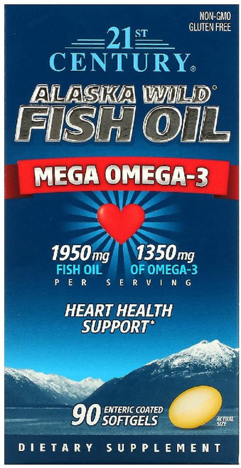 21st 센트리 알래스카 야생 피쉬 오일 메가 오메가3 장용성 90정 1개, 200정