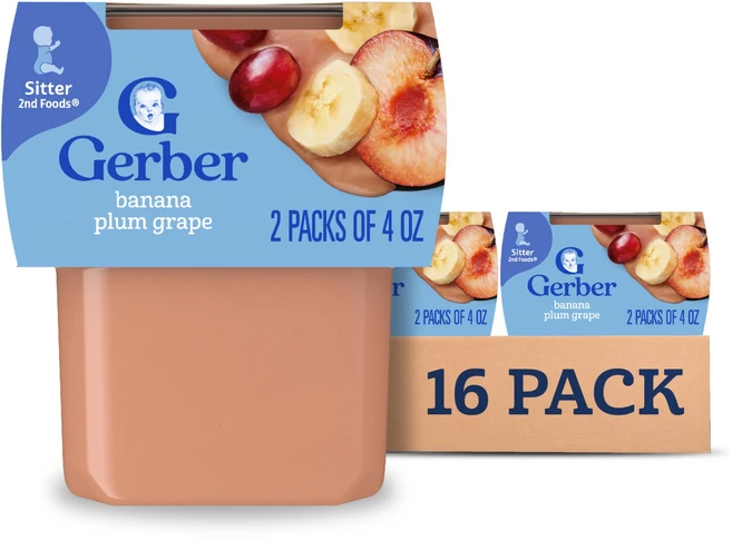 Gerber Stage 2 Baby Food Banana Plum Grape Puree Tubs No Artificial Colors or Flavors Baby Pur - 쿠팡