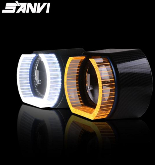 SANVI 인치 매트릭스 엔젤 110mm 화이트 옐로우 슈라우드 헬라 3R G5 BI LED 프로젝터 DRL 자동차 조명 액세서리 2 개