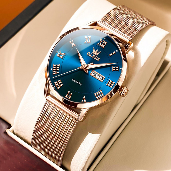 OLEVS 여성손목시계 정품쿼츠 럭셔리 명품 워터프루프 야광 메탈시계