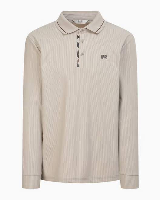 [26SS] 닥스 골프 남성 체크 디테일 긴팔 카라 티셔츠