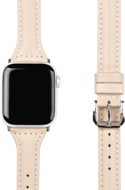 모할랩 애플워치 호환 슬림 가죽 버클 스트랩 + 보호필름, 03크림, 40mm, 블루투스