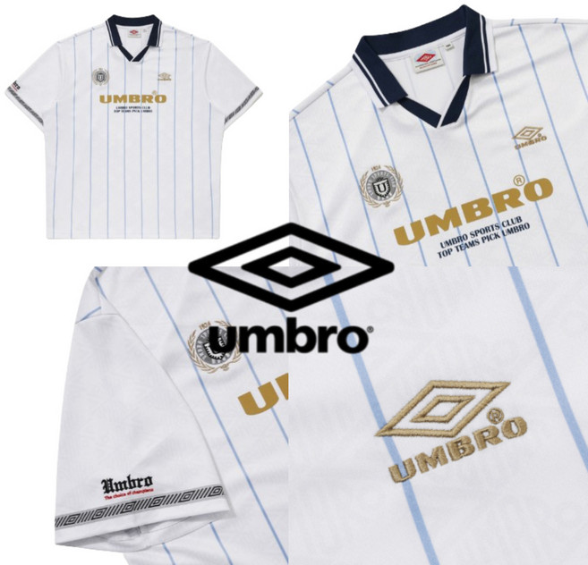 (매장정품) 엄브로 남성 스트라이프 반팔 반소매 라운드넥 활동성 내구성 신축성 스포츠 축구 농구 여름 티셔츠