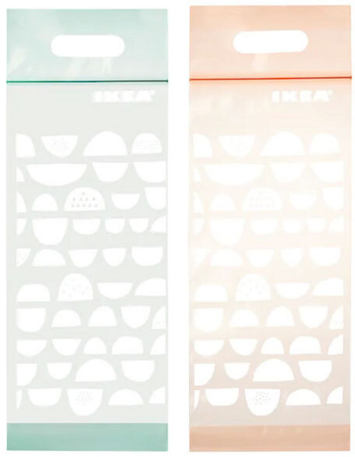 이케아 세로형 지퍼백 우산 보온병 텀블러 보관 지퍼팩, 핑크민트, 20개입(랜덤색상), 1개