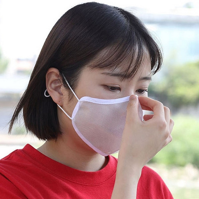 에어쿨 여름용 숨쉬기 편한 귀 안아픈 매쉬 마스크, 블랙