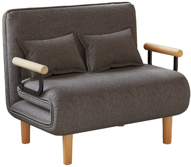 多功能懶人折疊沙發床, 深灰色,100公分