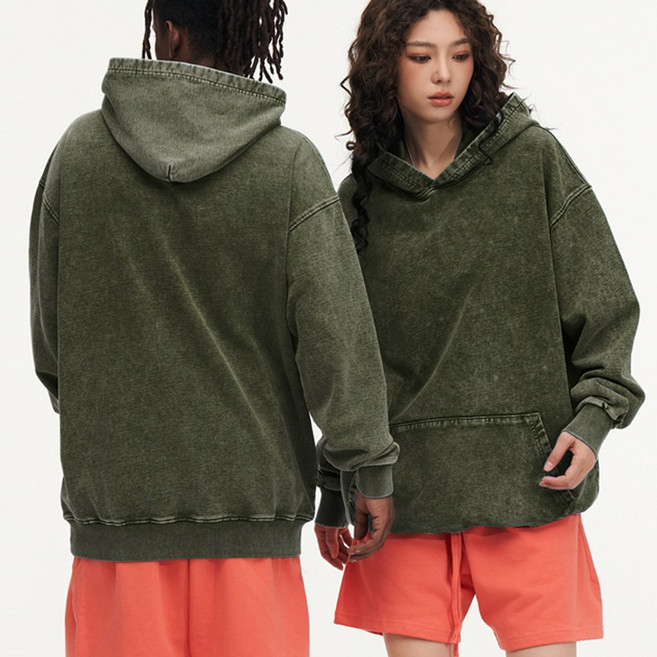 모던허니 남여공용 워싱 후드 긴팔 티셔츠 간절기템 빈티지 피그먼트 루즈핏 커플룩