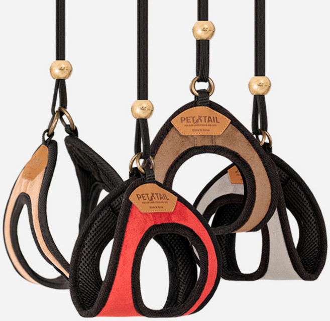 펫테일 강아지하네스 반려견 가슴줄 목줄, 그레이, 1개