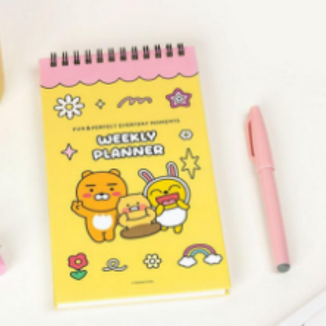 [카카오프렌즈 세이치즈 세로형 위클리 플래너] 위클리플래너 다이어리플래너 데일리플래너 하루플래너 화이트플래너 스터디플래너 플래너 공부플래너 주간플래너 굿노트플래너 스케줄러, 옐로우, 1개, 옐로우계열, 옐로우
