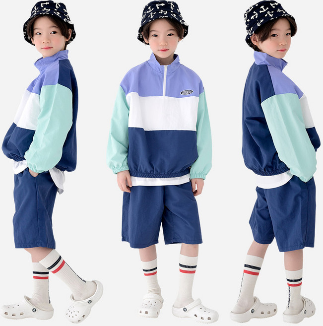 [12시전주문 오늘출발] 메르시보꾸 아동공용 팝에어리점퍼상하 아노락 반바지 세트 봄가을 캐주얼