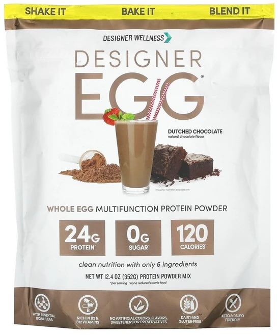 디자이너 웰니스 토탈리 에그 천연 에그 화이트 & 노른자 단백질 더치 초콜릿 352g (12.4oz), 1개 - 쿠팡