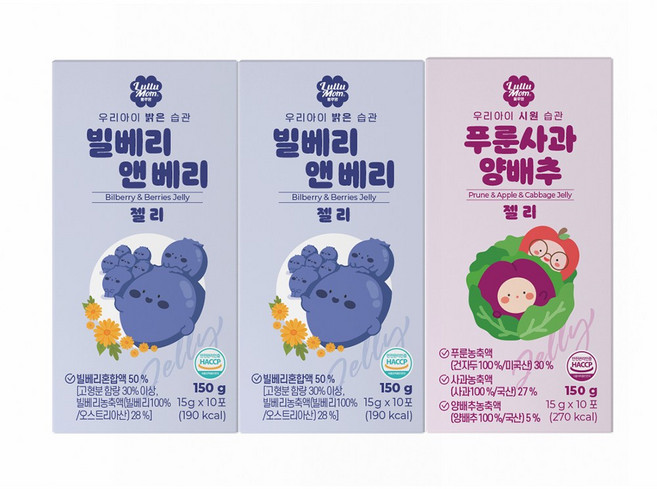 룰루맘 습관젤리 혼합 빌베리앤베리 15g 20포 + 푸룬사과양배추 15g 10포(총30포), 30개