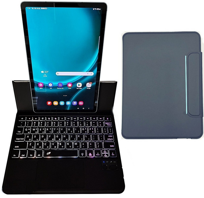 아이패드 미니6/7 호환 터치패드 7칼라 백라이트 버클 키보드 케이스, 1개, 블랙