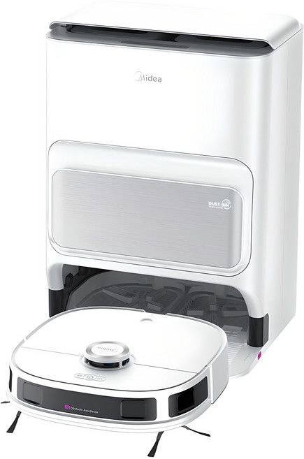 마이디어 올인원 자동 먼지비움 걸레 자동세척 물걸레 로봇청소기, V12, 화이트