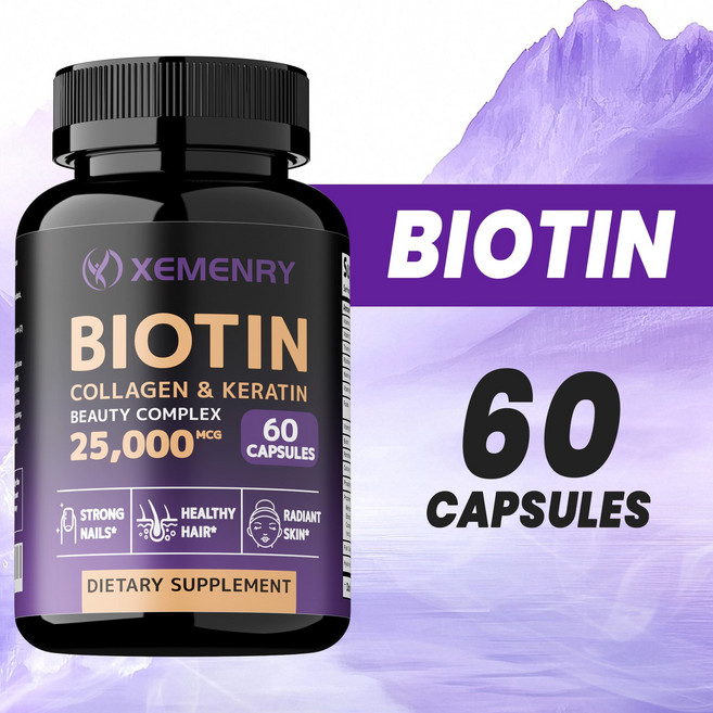 비오틴 콜라겐 케라틴 함유 - 탈모 예방 관절 건강 증진 면역력 강화, 1개, 60정