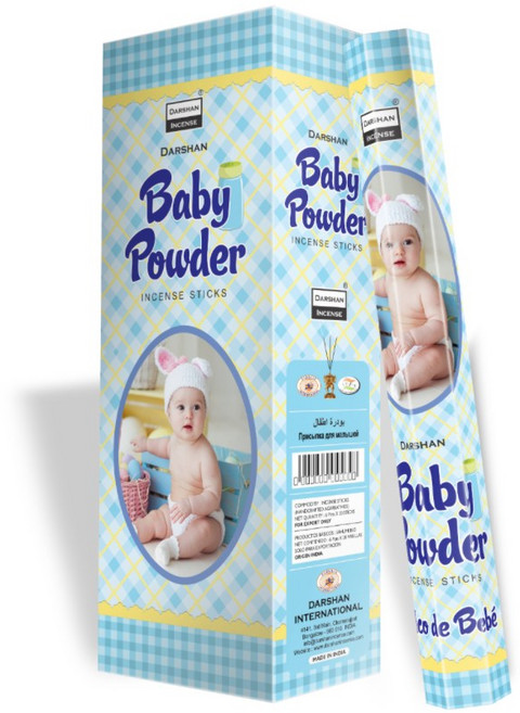 다르샨 인센스스틱 6팩 세트 120개입, 베이비파우더