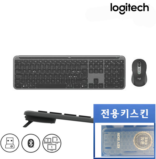 로지텍코리아 로지텍 SIGNATURE SLIM MK950 무선 키보드 마우스 세트, 인체공학, BLACK(블랙), MK950(키스킨포함)