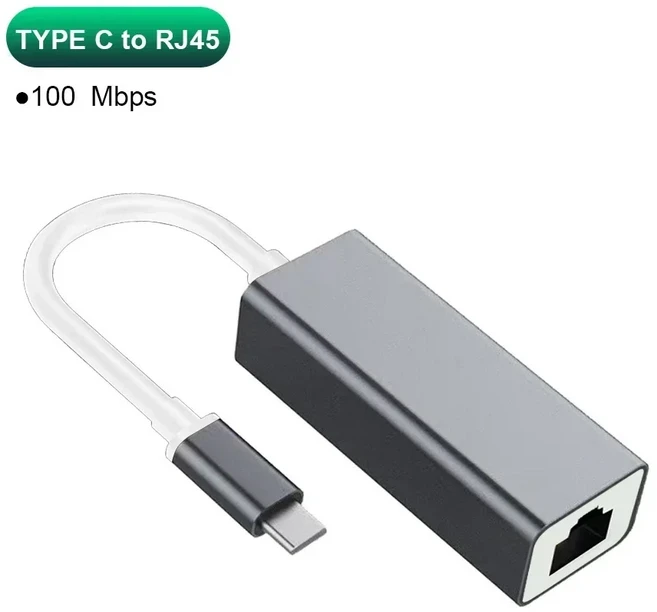 USB 타입 C 이더넷 어댑터 1000Mbps 3.0 RJ45 네트워크 카드 (맥북 PC 윈도우 7 8 10 안드로이드용) 랜 인, 02 Type-c100Mbps, 1개, USB type-c