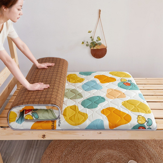 학생 매트리스 싱글 매트리스 접이식 쿠션 가정용 매트리스 2인용 두꺼운 매트리스 매트리스 매트리스 바닥판, 0.9m * 2.0m [위아래로], 등나무 매트 AB 국수 [스위트 라이프]