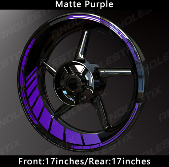AnoleStix 반사 오토바이 휠 스티커 허브 림 스트라이프 데칼 17 인치 YAMAHA Honda Suzuki Kawasaki BMW KTM Triumph, [07] Matte Purple