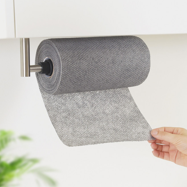 모든집 주방 한손 뽑아쓰는 무타공 키친타올걸이 장력조절, 1개, 스텐 무타공 키친타올홀더