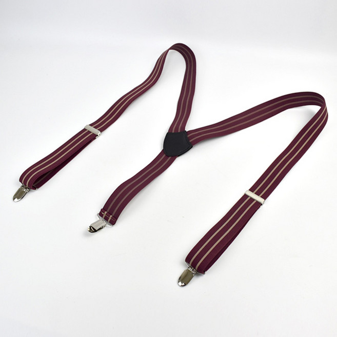 吊帶 復古深紅卡其雙線條 NKD67