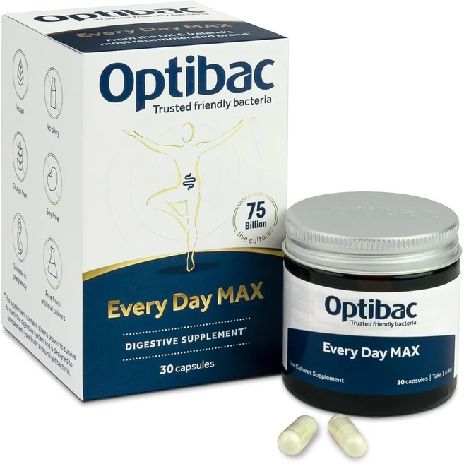 영국 옵티박 Optibac Every Day MAX 에브리데이 맥스 프로바이오틱스 750억 유산균 캡슐, 4개, 30정 - 쿠팡