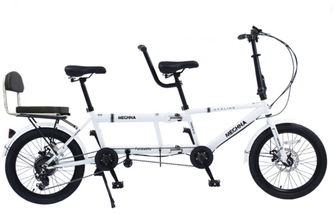 익스트롱 2인용 자전거 접이식 3인용 접는 커플 접이식 시마노7단 2인승, 화이트, 1개