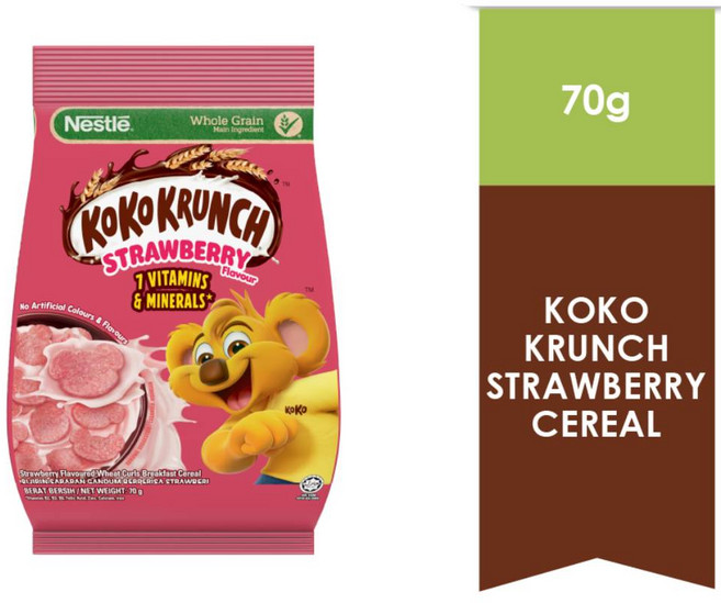 [네슬레] 코코크런치 딸기맛 시리얼, 2개, 70g