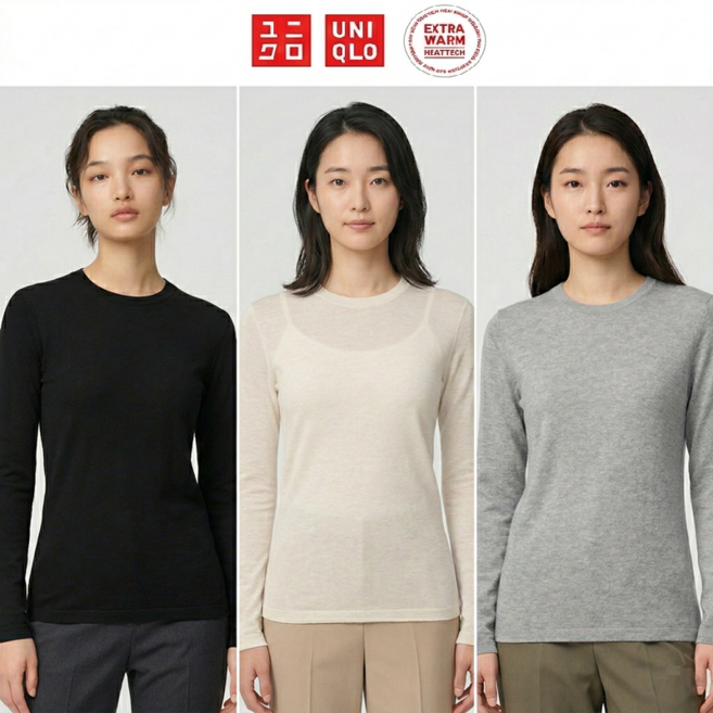 유니클로 히트텍 엑스트라웜 여성 캐시미어 크루넥 (일본매장판)