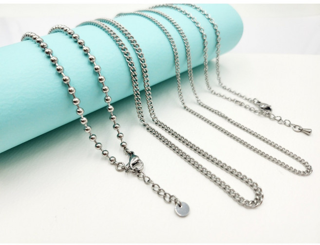 [페리베리] 써지컬스틸 목걸이체인+길이조절 연장체인포함+유아용 아동용 여성용 남성용 다양한사이즈