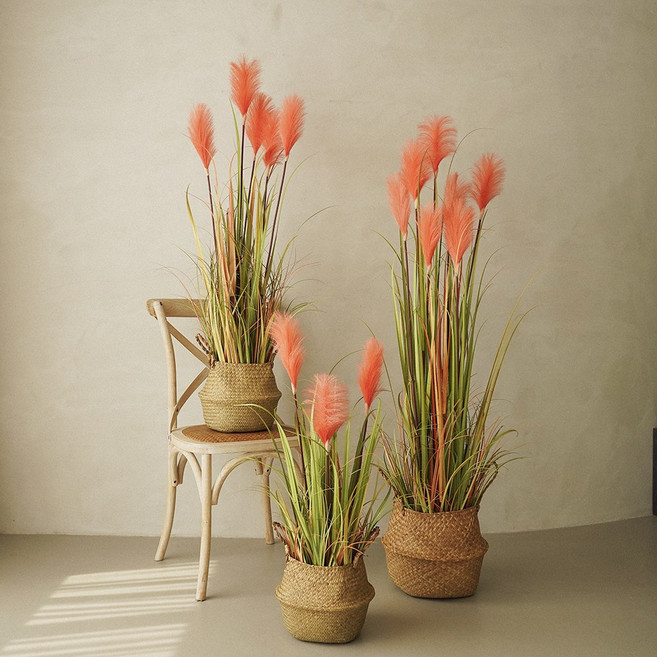 플라우스302 핑크뮬리 팜파스 조화 갈대 화분 조화 3colors, 95cm, 핑크, 1개