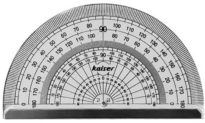 나리아 안전 각도기 스틸 각도자 학교 준비물 문구 학용품 제도, 1개, 투명