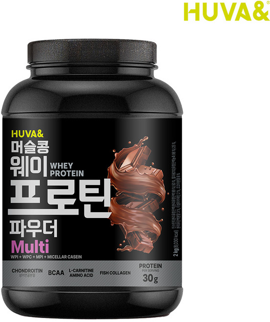 휴바앤 머슬콩 프로틴 멀티 WPI+WPC 단백질보충제 헬스보충파우더 쵸코맛 2kg, 1개