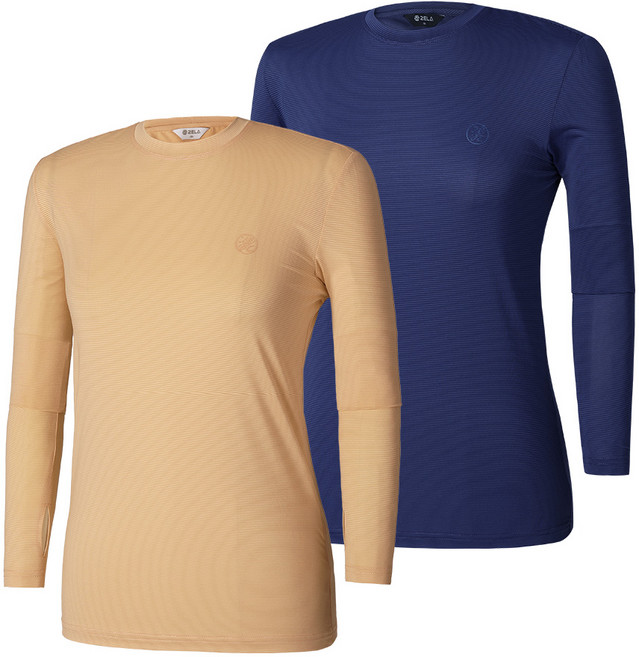 [투엘라] (1+1) 여성 냉감 라운드 긴팔 티셔츠_핑거홀 메쉬 스판 아이스퀸