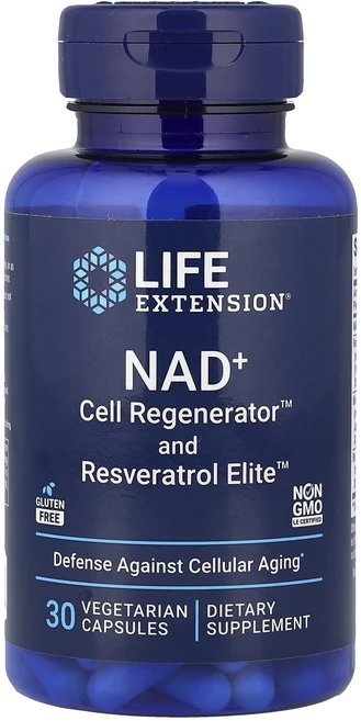 Life Extension NAD+ 세포 재생제 및 레스베라트롤 NIAGEN 니코틴아미드 리보사이드 베지 캡슐 30정, 1개 - 쿠팡