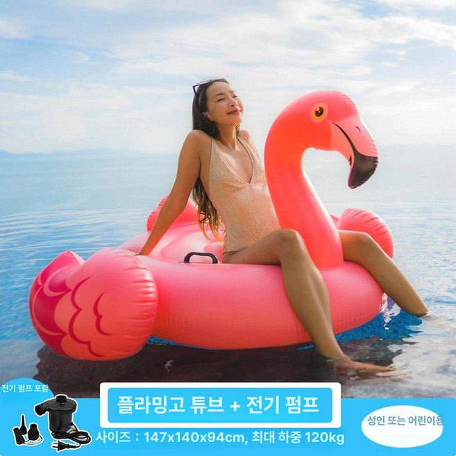 pinkri 물놀이튜브 물놀이 대형 수영장 암튜브 소형, 1개, Intex 플라밍고 1.4m 전기 2kg