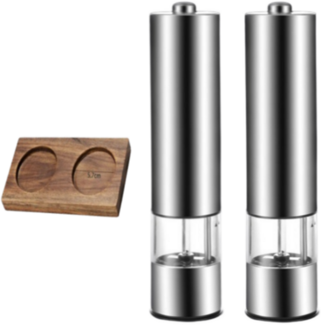 독일 AREUM 전자동 후추 소금 그라인더2개 2구 나무받침대1개, 1개