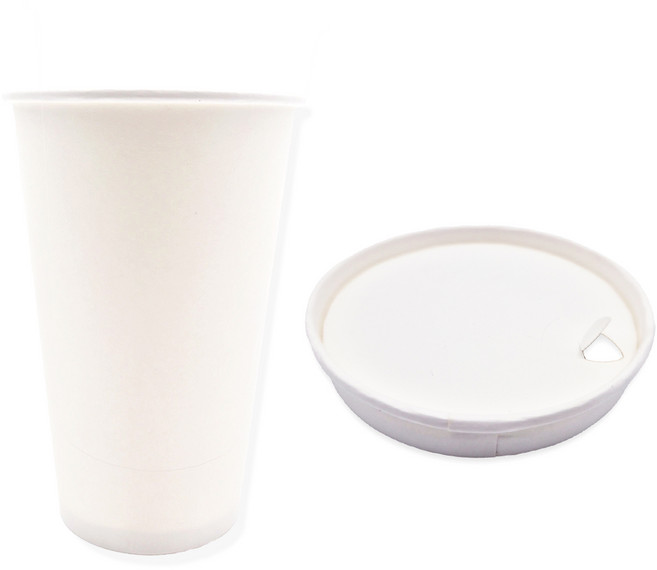투고팩토리 16oz 종이컵+종이뚜껑 480ml 세트 90파이 특허 종이컵뚜껑 펄프 개폐형 리드, 1세트, 50개입