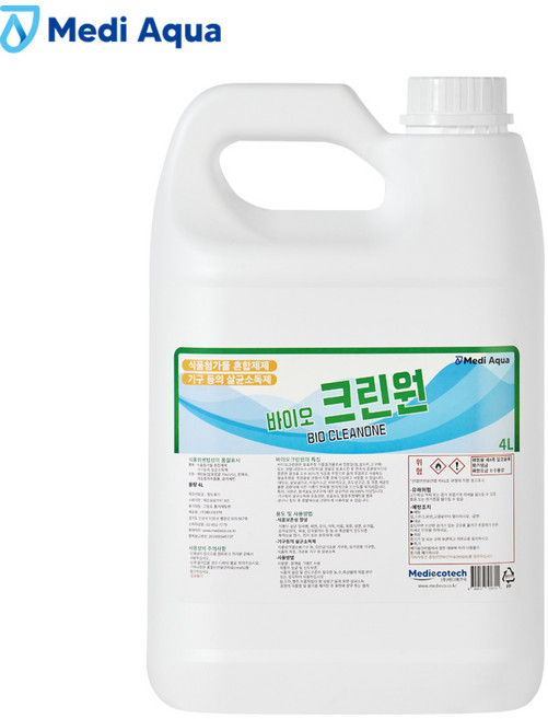 메디아쿠아 바이오크린원 발효주정알콜 70% 살균소독제, 1개, 4L