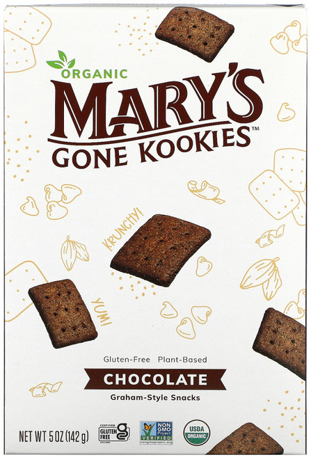 Marys Gone Crackers 유기농 그레이엄 스타일 스낵 초콜릿 142g(5oz) 2팩, 1개, 142g