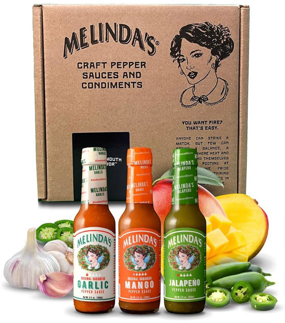 Melinda's 칠리 소스 멜린다의 극한 매운맛 다양한 세트 초강력 수제 매운 선물 고스트 페퍼 스콜피온 하바네로 XXXX트레저브 포함 극한의 핫소스 다양성 5온스 3개, Mild & Wild 3 Pack
