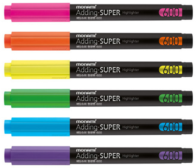 모나미 에딩 형광펜 6가지색상, 노랑(1EA)