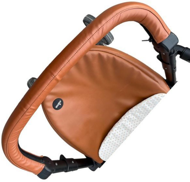 gogolotom 유모차 가죽 팔걸이 손잡이 커버 미마자리 범퍼 슬리브 케이스 바 보호, brown, for mom handle